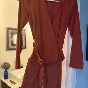 Rust Colored Suede-Like Romper